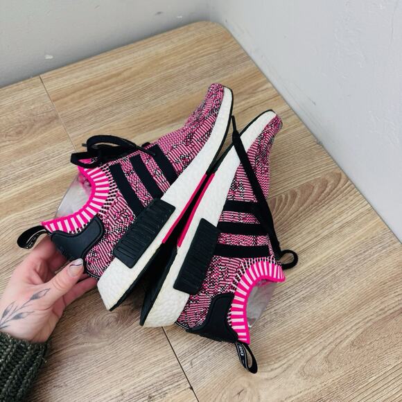 Adidas NMD R1 Primeknit Pink Rose women's sneaker Size 8 - Picture 7 of 11
